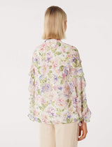Belle Printed Ruffle Blouse Forever New