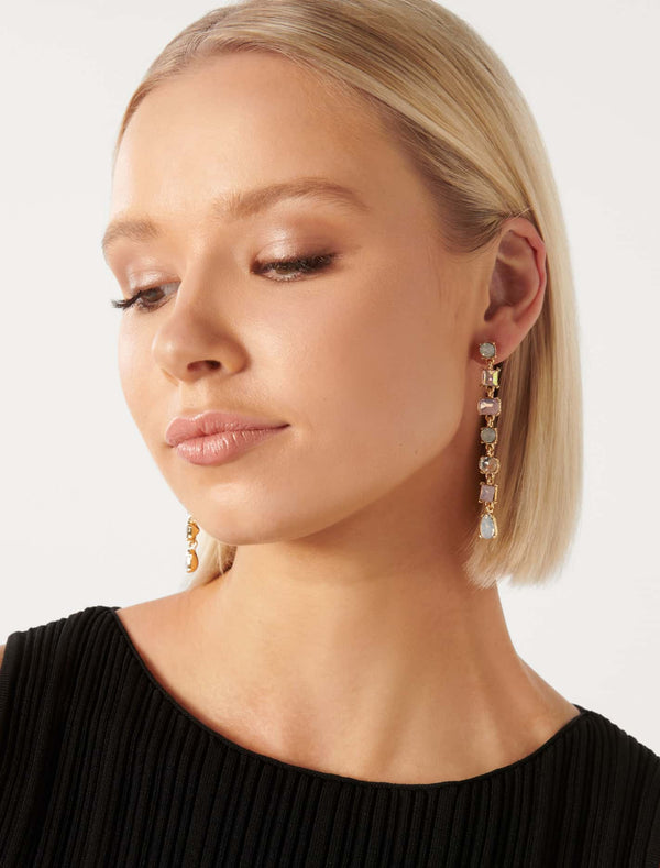 Signature Isabelle Glass Stone Drop Earrings Forever New