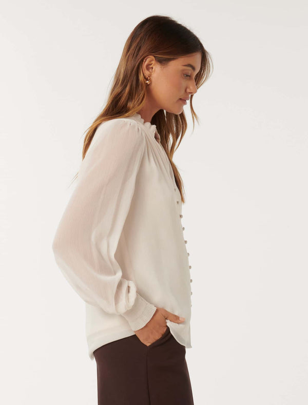 Flora Fluted Pleat Blouse Forever New