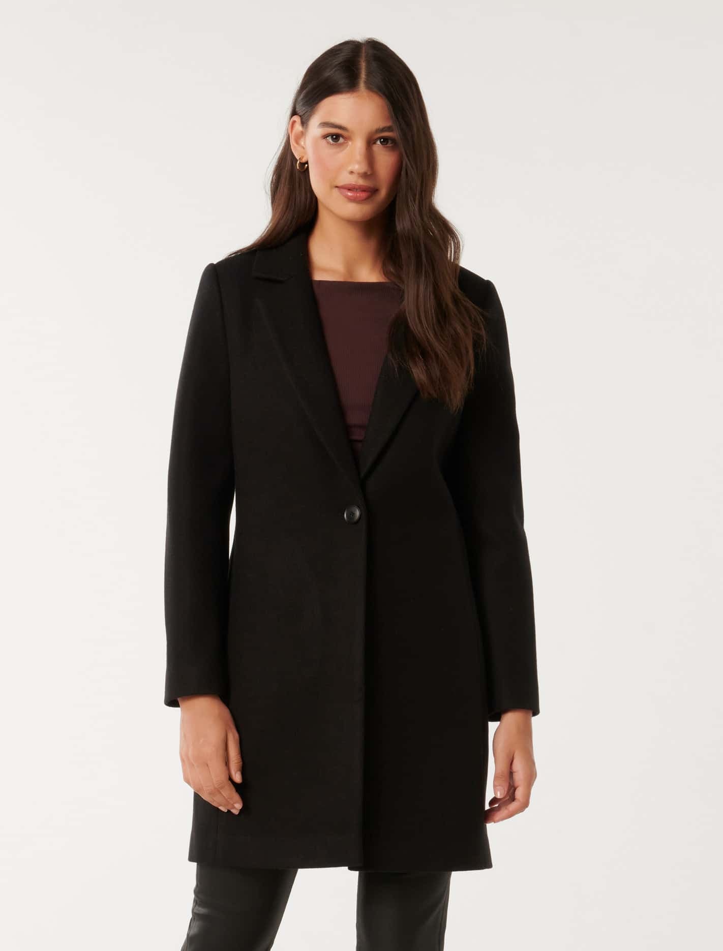 Anna Single Breasted Coatigan Black Forever New