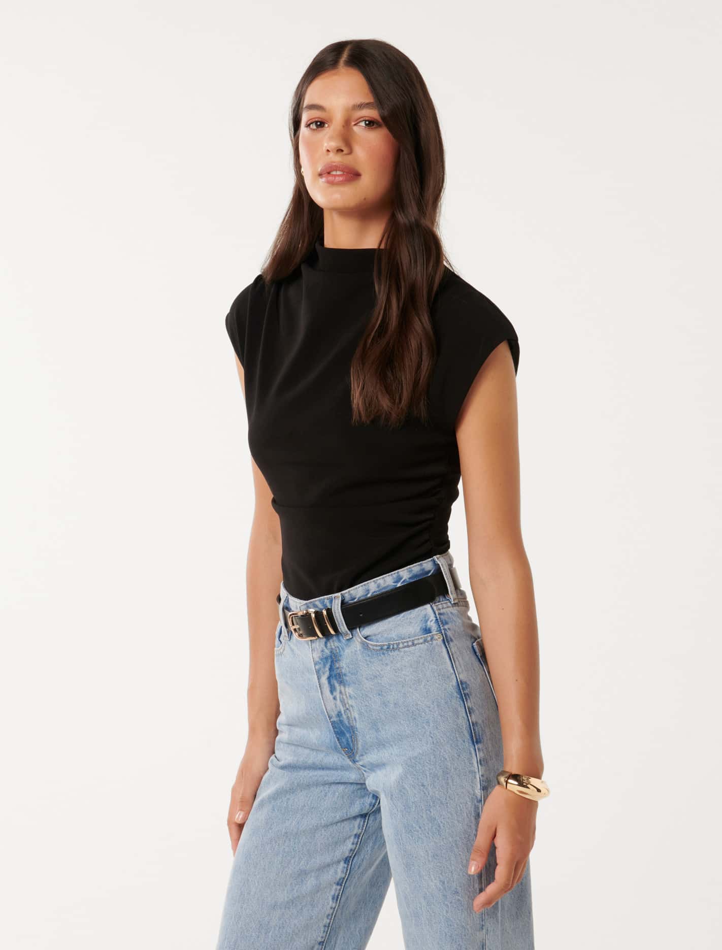 Leenah Grown On Neck Crepe Top Forever New