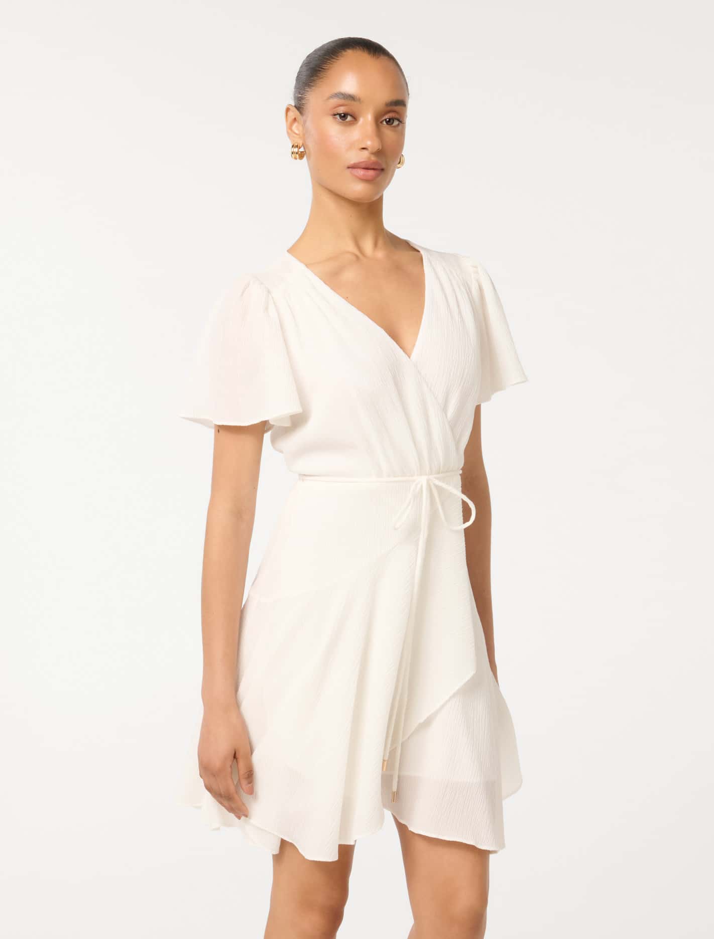 Chrissie Petite Flutter Sleeve Mini Dress Forever New