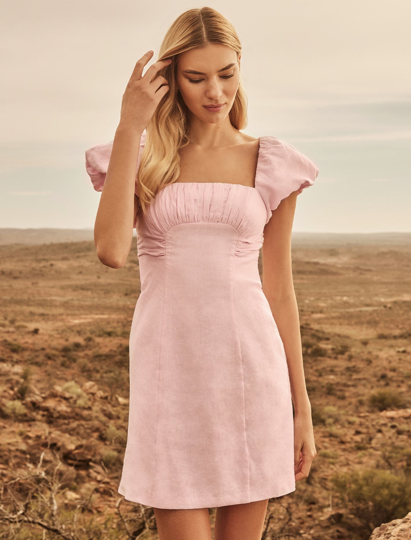 forever new pink linen dress Forever New linen one shoulder maxi dress in pink