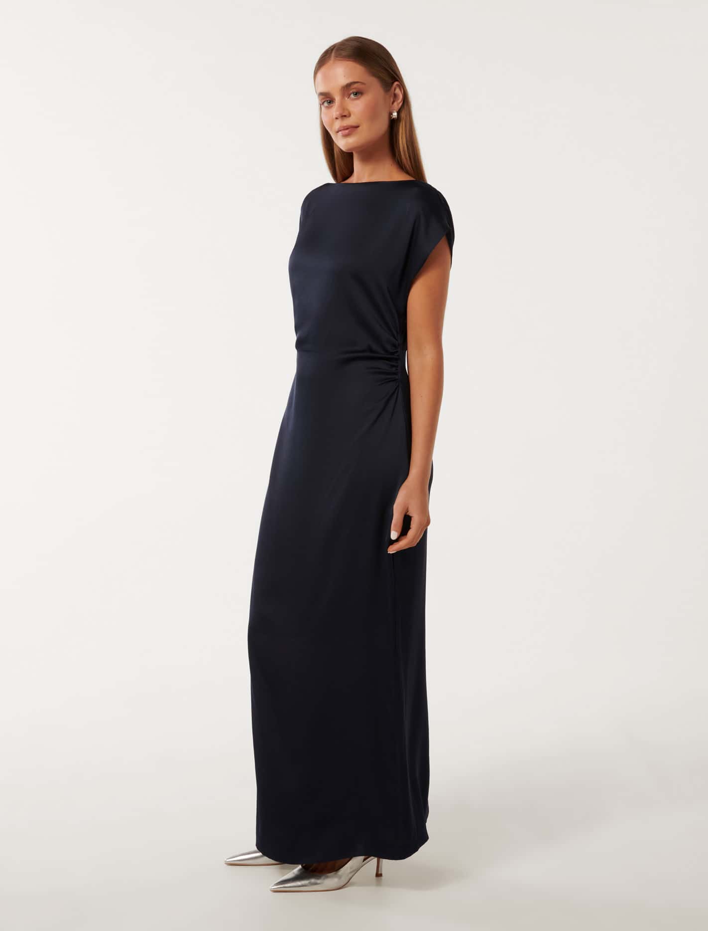 Ella Draped Satin Midi Dress Forever New