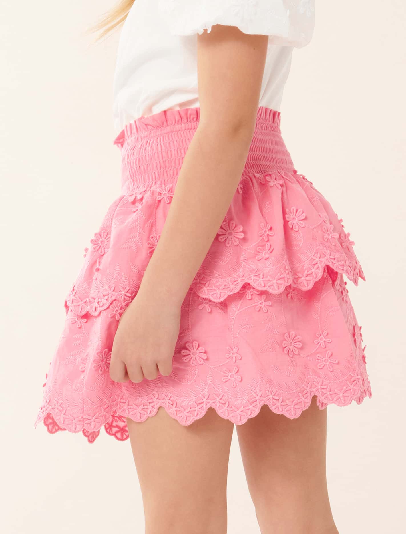 Billie Embroidered Shirred Girls Skirt Forever New