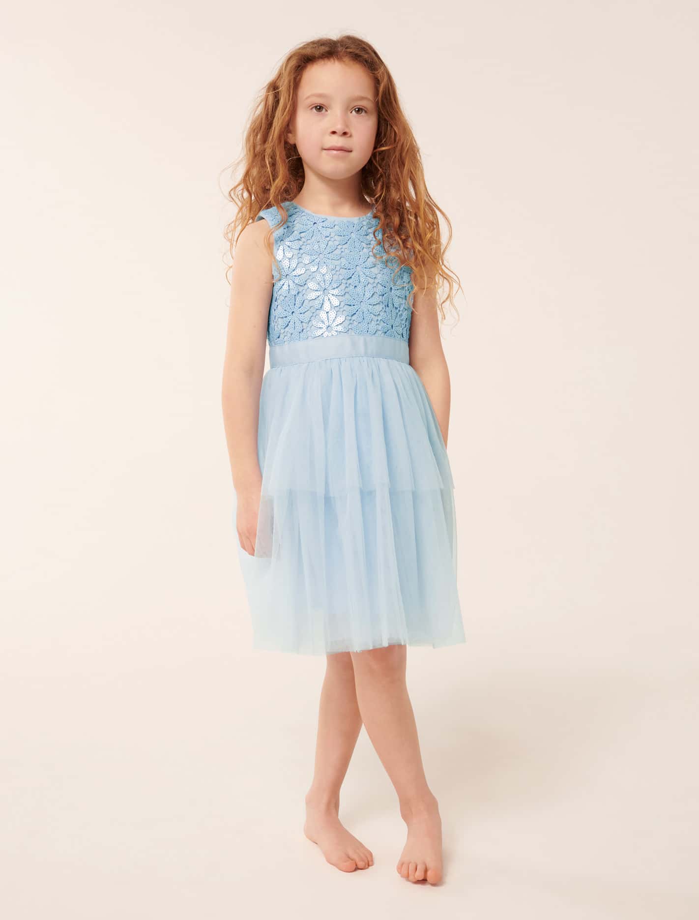 Eloise Layered Tulle Girls Dress Sky Blue Forever New