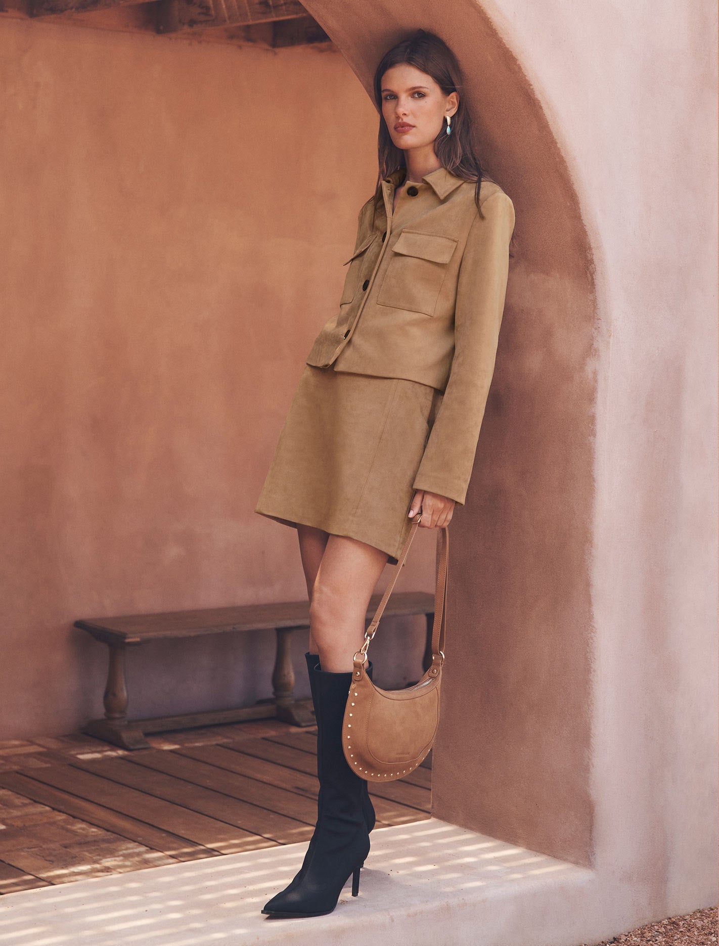 Ashton Mini Suede Skirt - Caramel