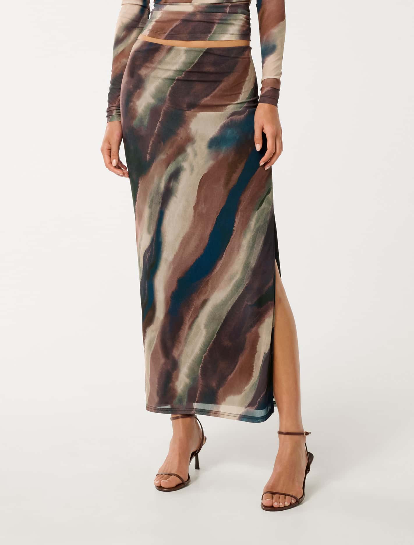 Mia Mesh Maxi Skirt Maren Abstract Co-ord Forever New