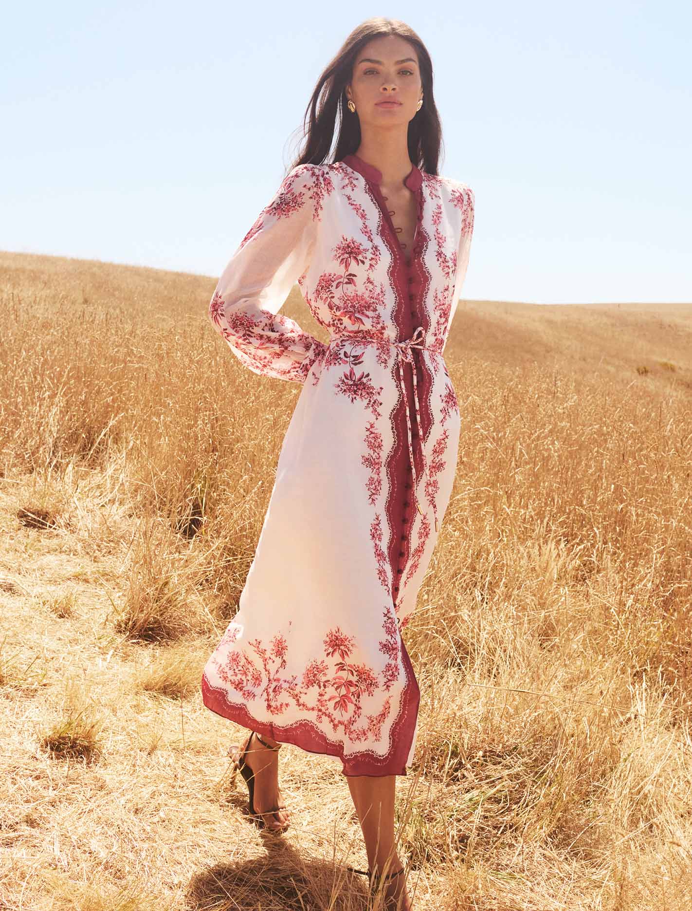 Print Midi Morgan Printed Midi Dress Red Dorset Floral Forever New