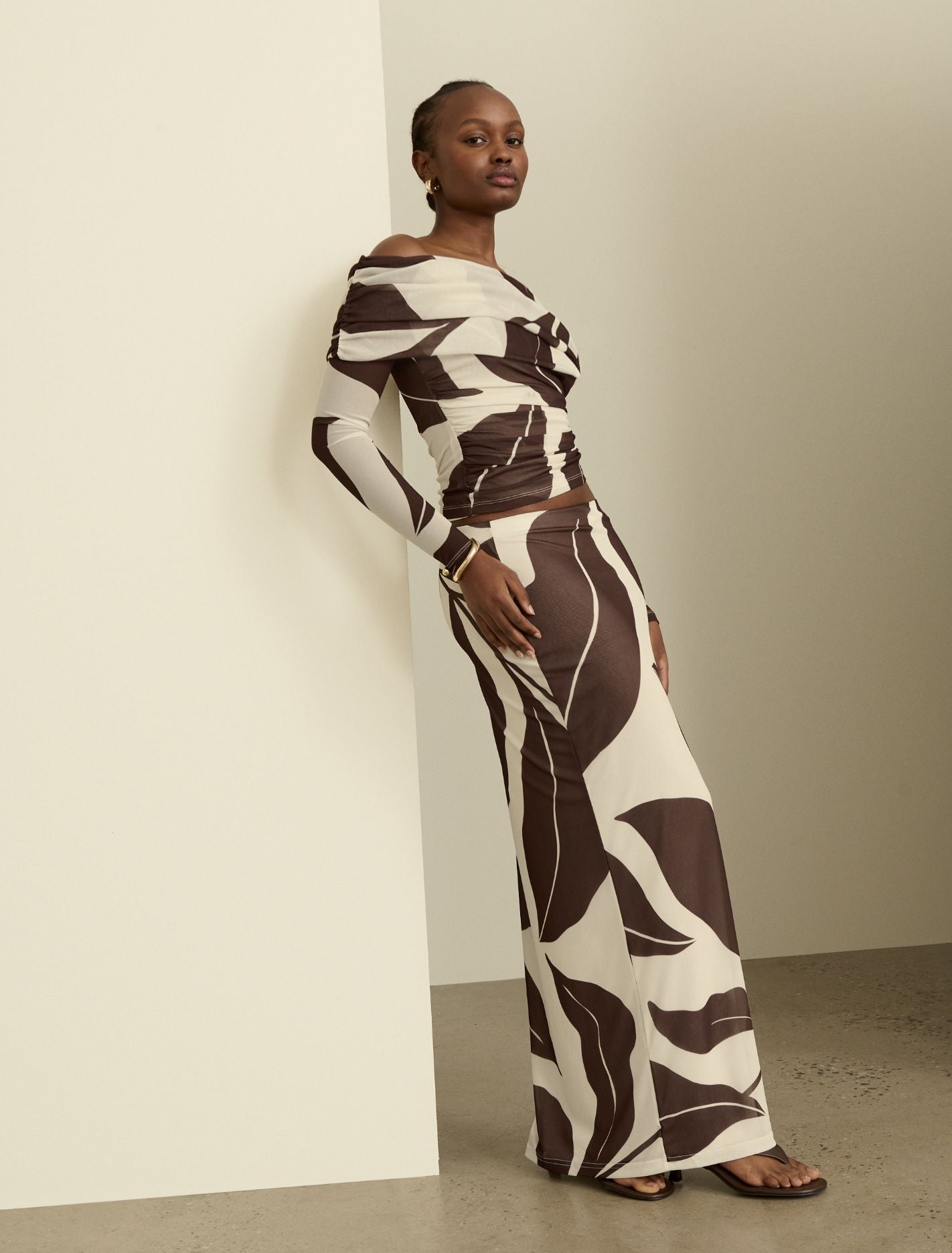 Kaia Ruched Mesh Bardot Top Forever New