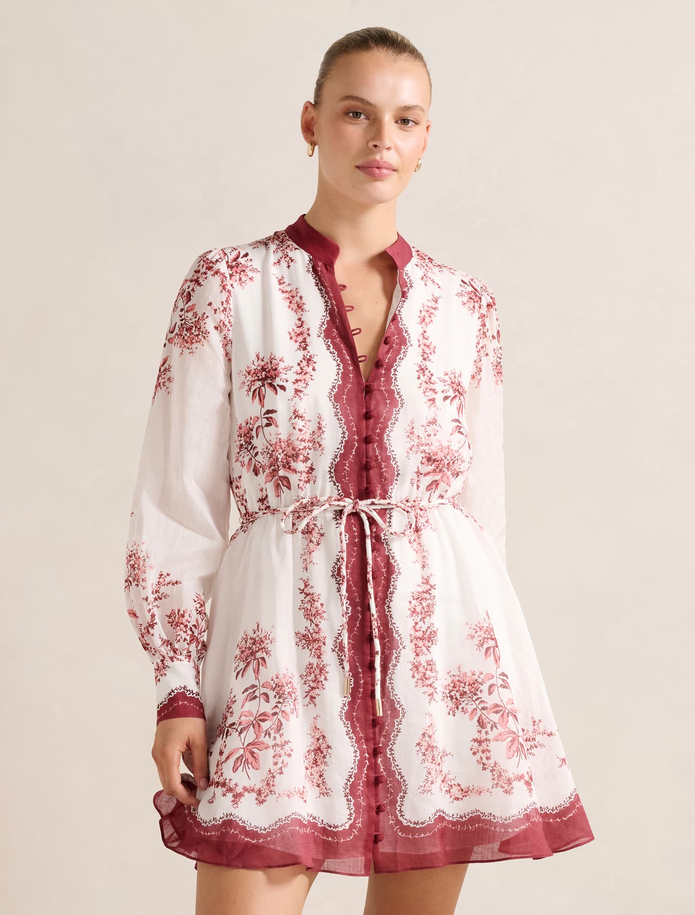 Melanie Printed Skater Mini Dress Red Dorset Floral Forever New