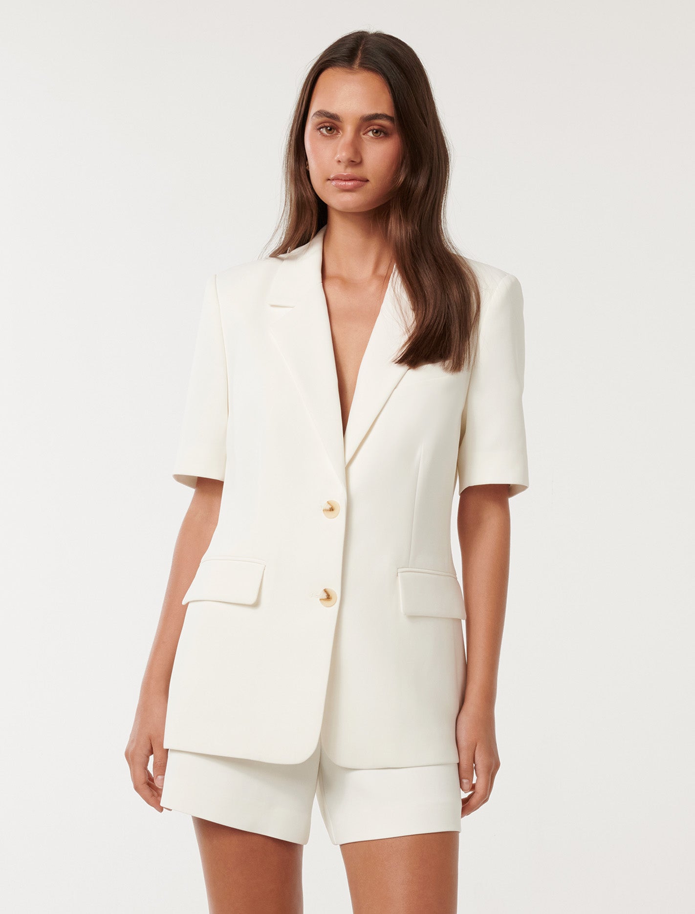Blazer Suit White Short Set With Blazer Azura Short Sleeve Jacket