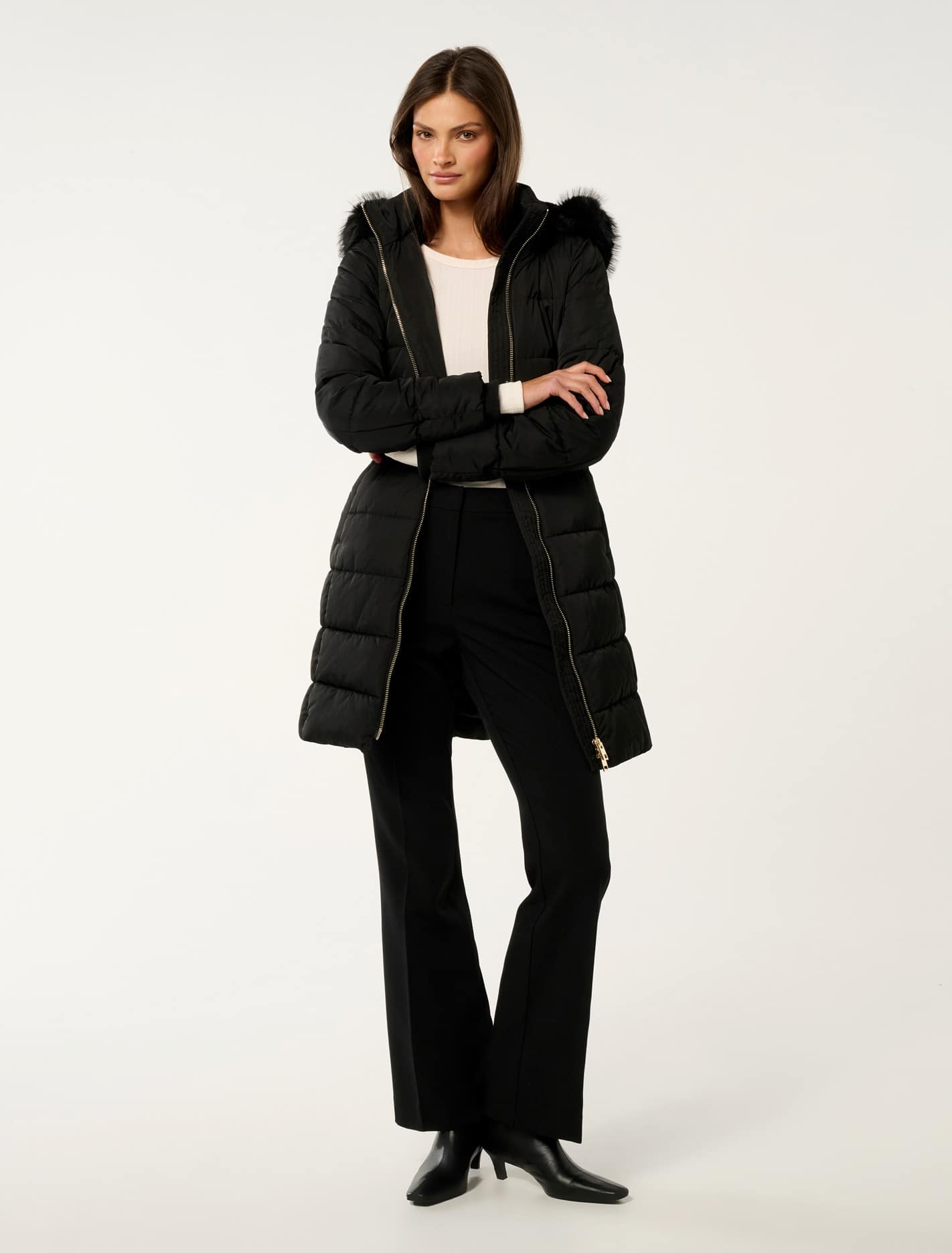 Sandra Long Puffer Coat Black Forever New