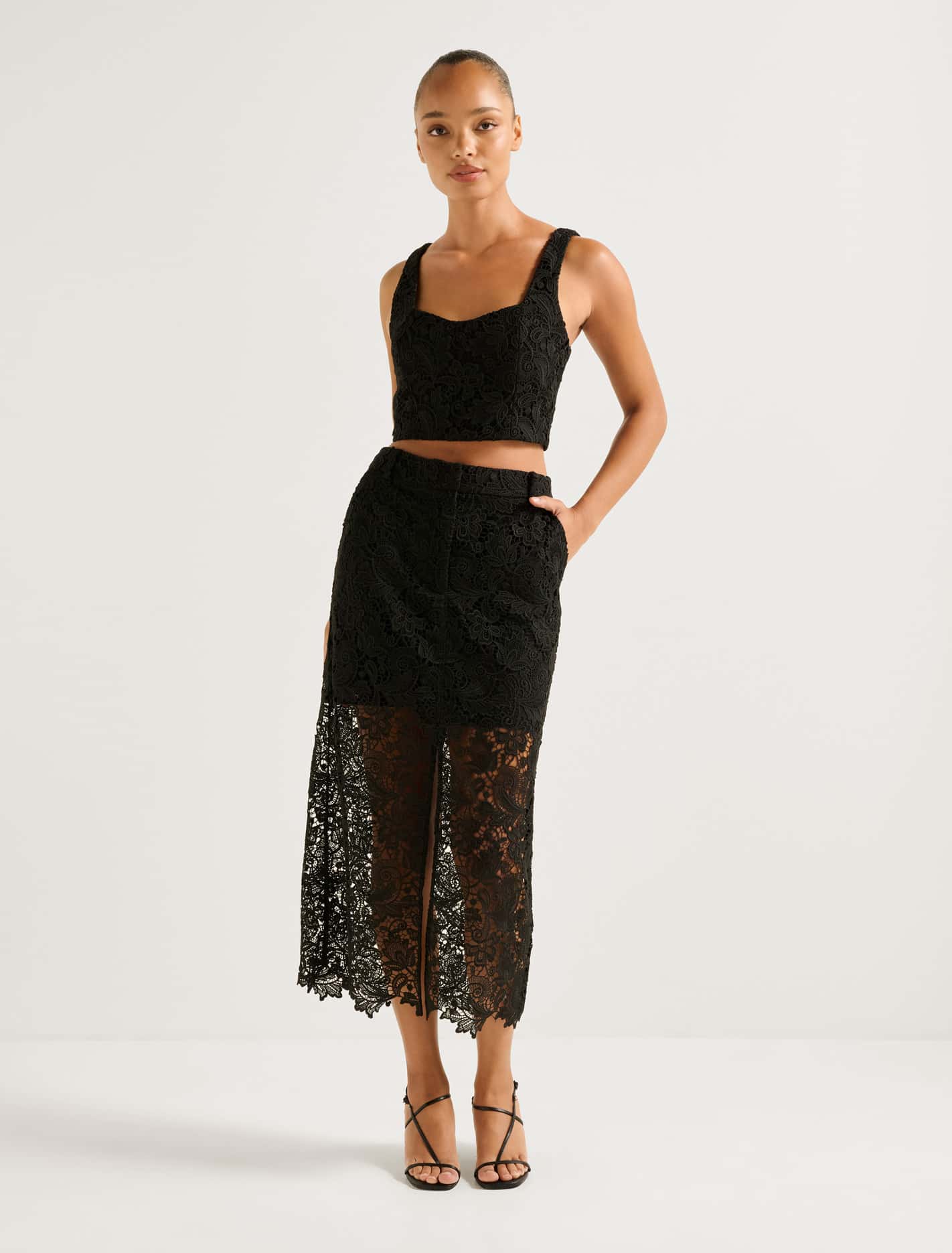 Lana Lace Midi Skirt Forever New