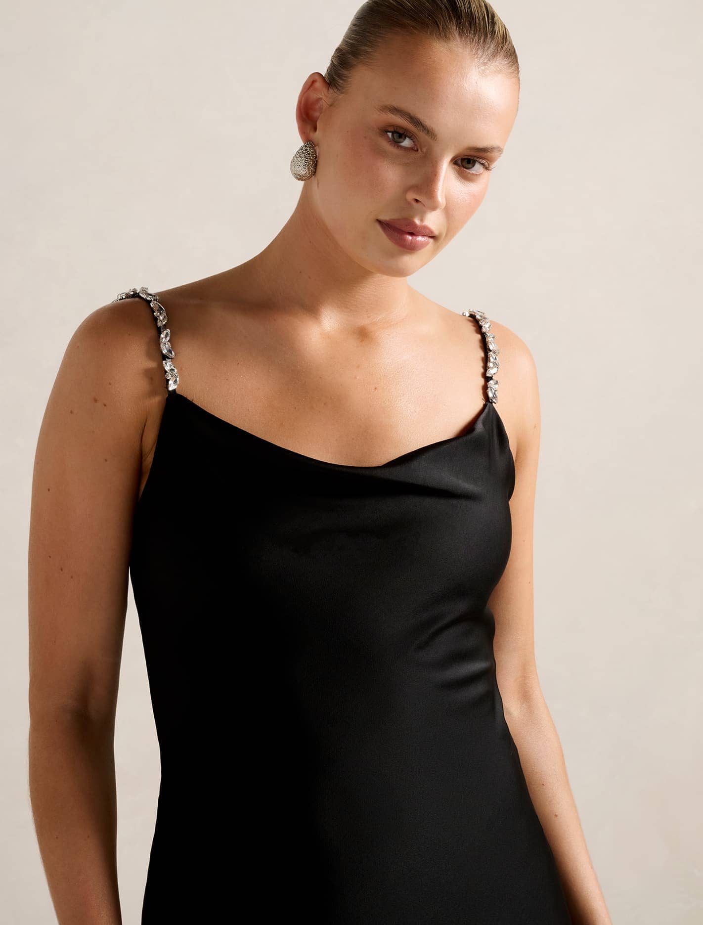Presley Diamante Strap Satin Maxi Dress Forever New