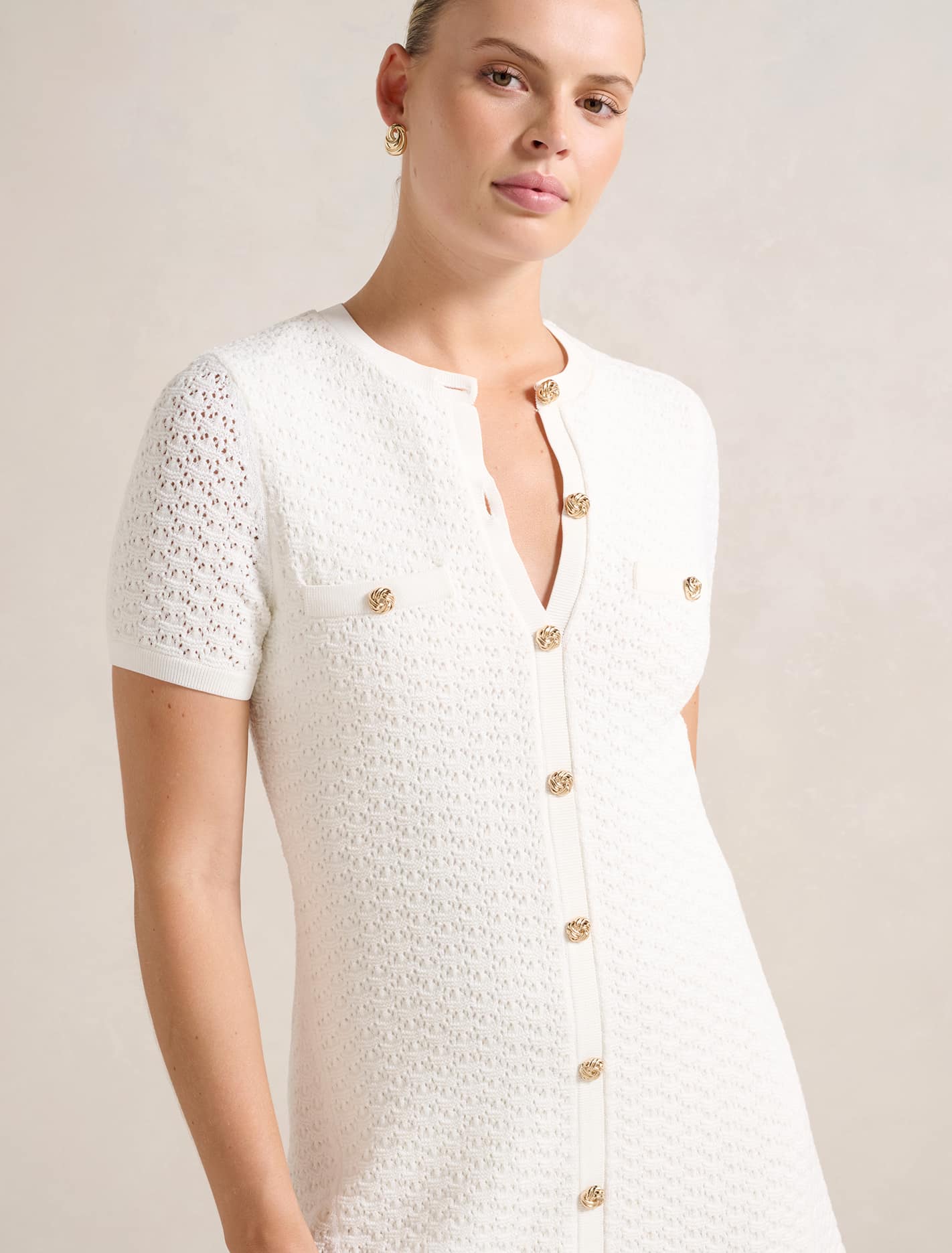 Rosa Stitch Interest Knit Mini Dress Forever New