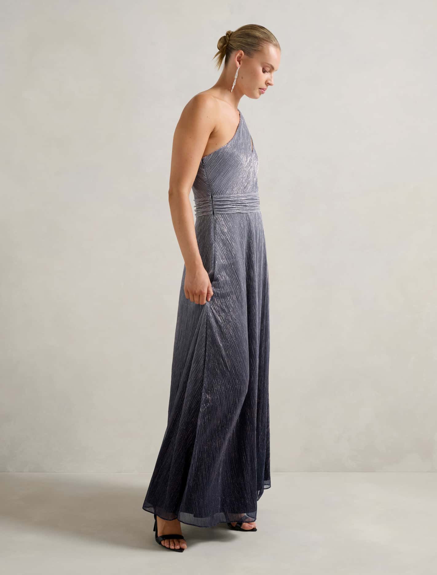 Billie Asymm Plisse Midi Dress Forever New