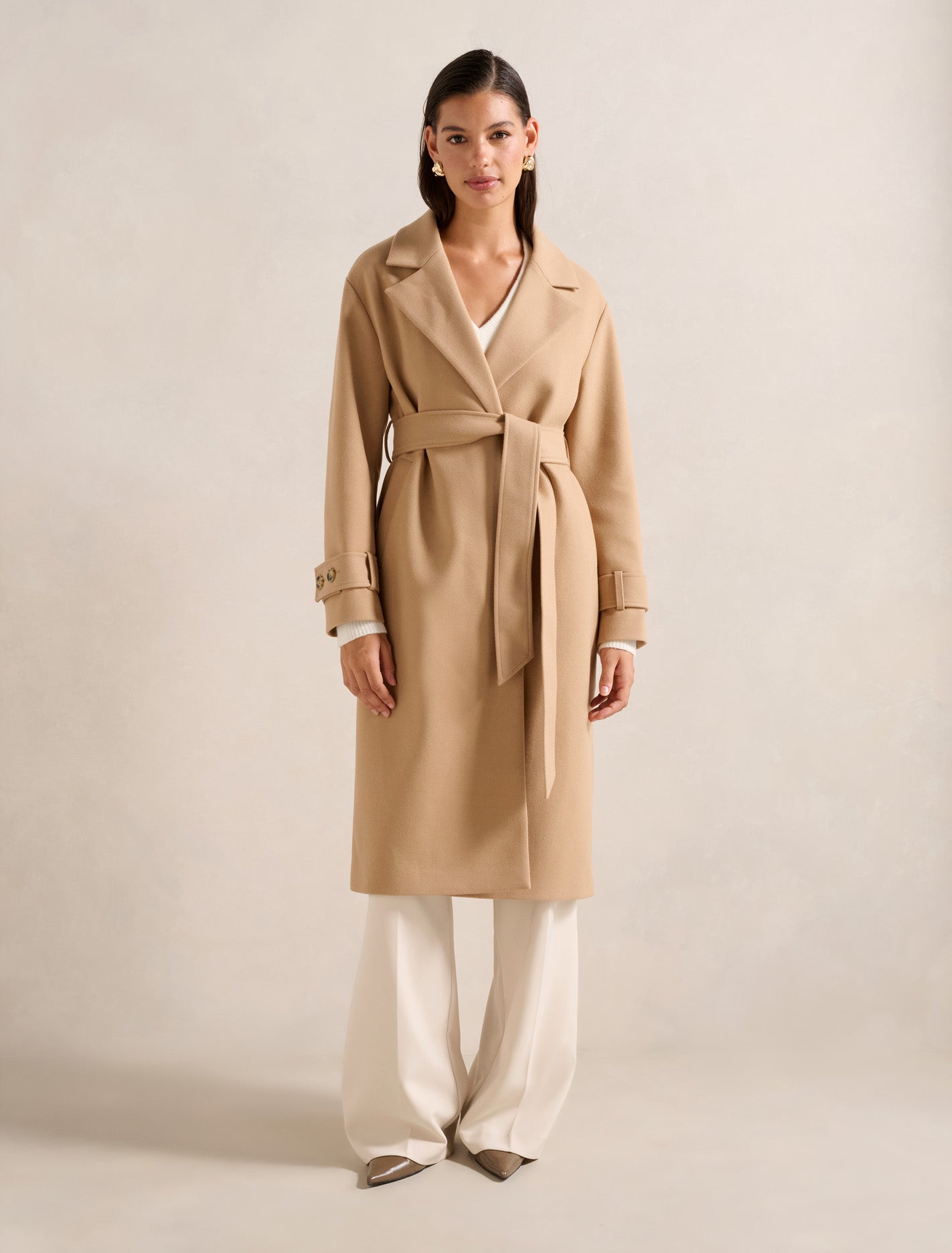 Heidi Double Breasted Wrap Coat Camel Forever New