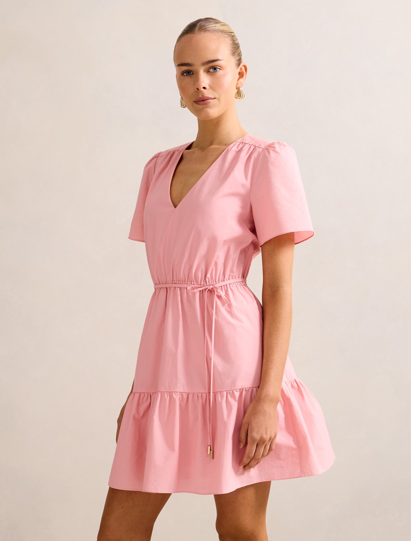 Hattie Short Sleeve Cotton Mini Dress