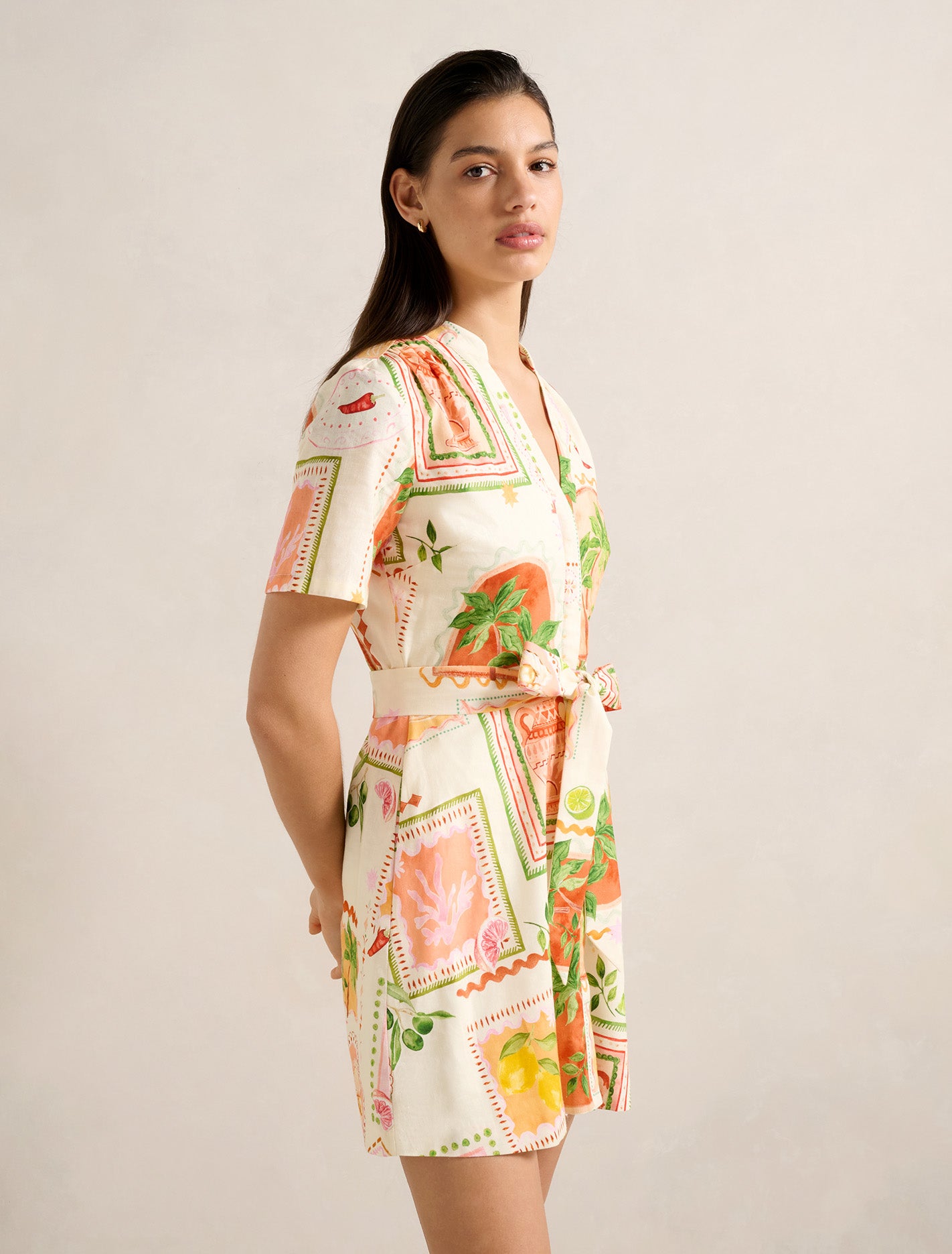 Veyda Shirt Linen Mini Dress Forever New