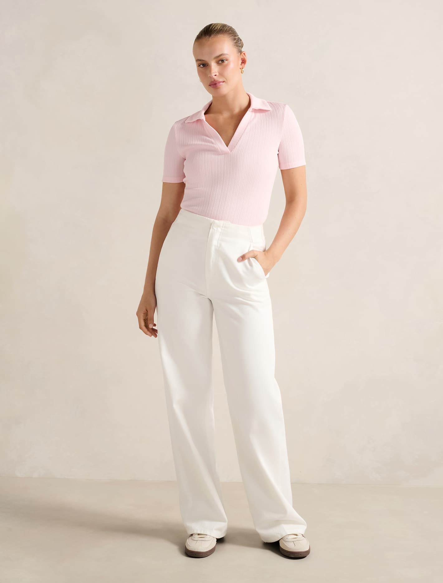 Addison Rib Short Sleeve Polo Top Forever New