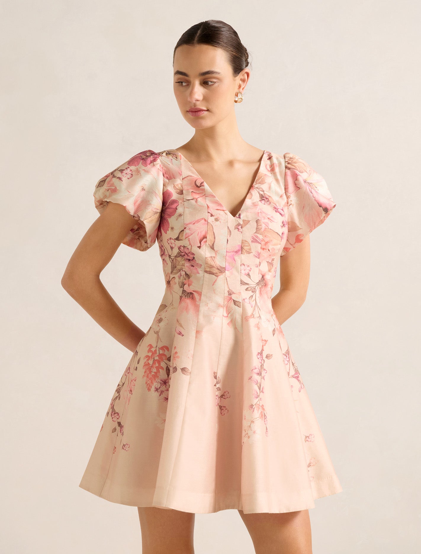 Camden Puff Sleeve Mini Dress Pink Mila Floral Forever New