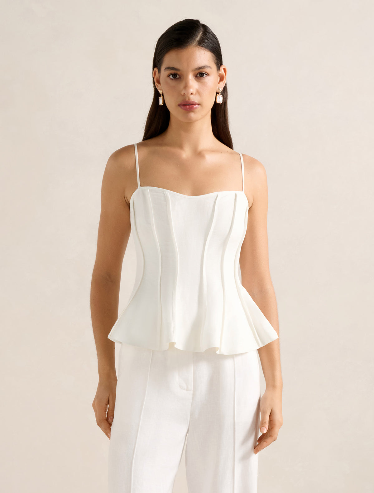 Caitlin Peplum Top Porcelain Forever New