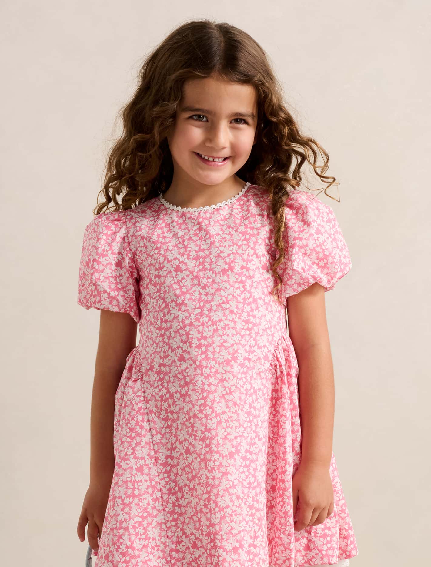 Juliette Girls Puff Sleeve Dress Watercolour Ditsy Forever New