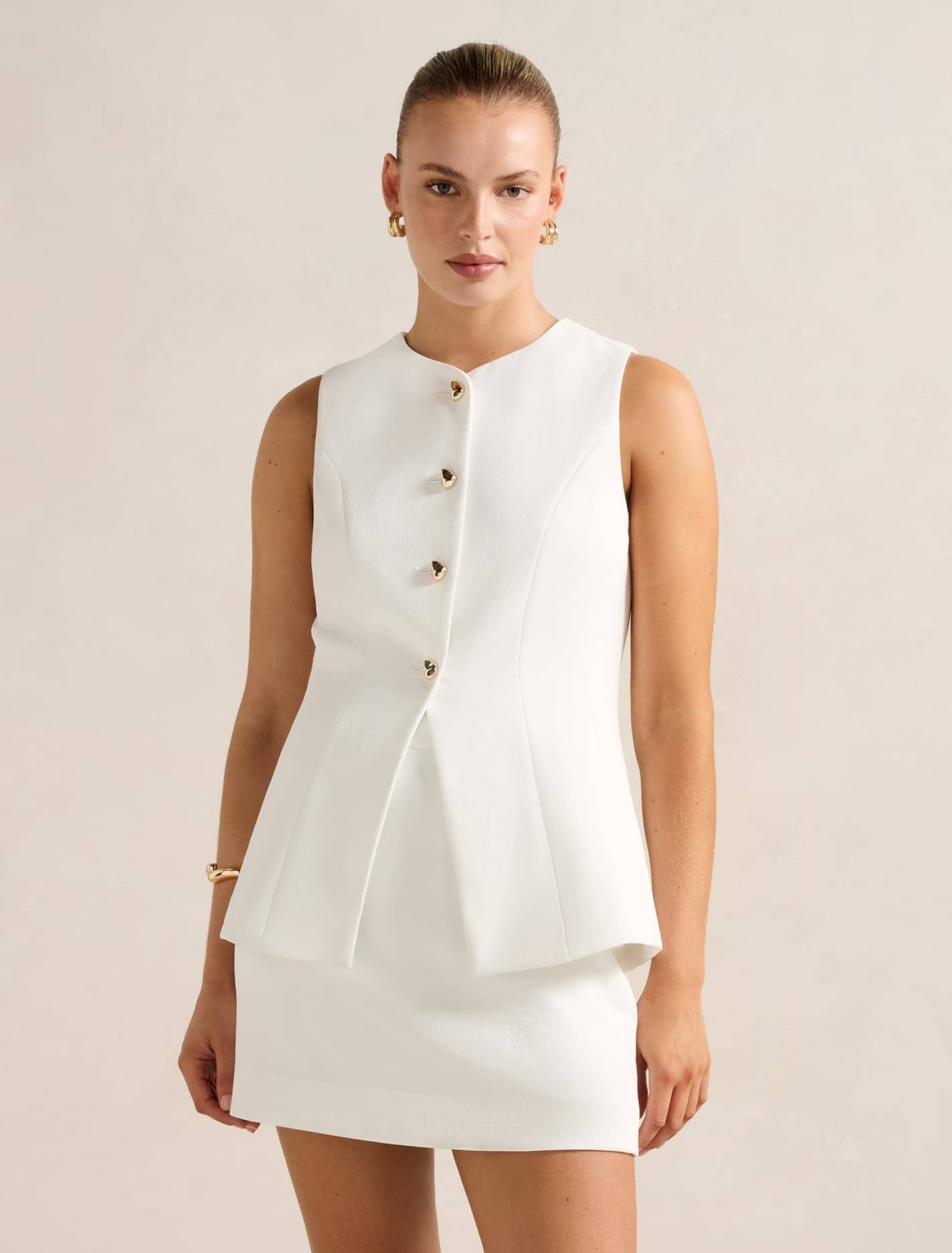 Hendrix Long Waistcoat Porcelain Forever New