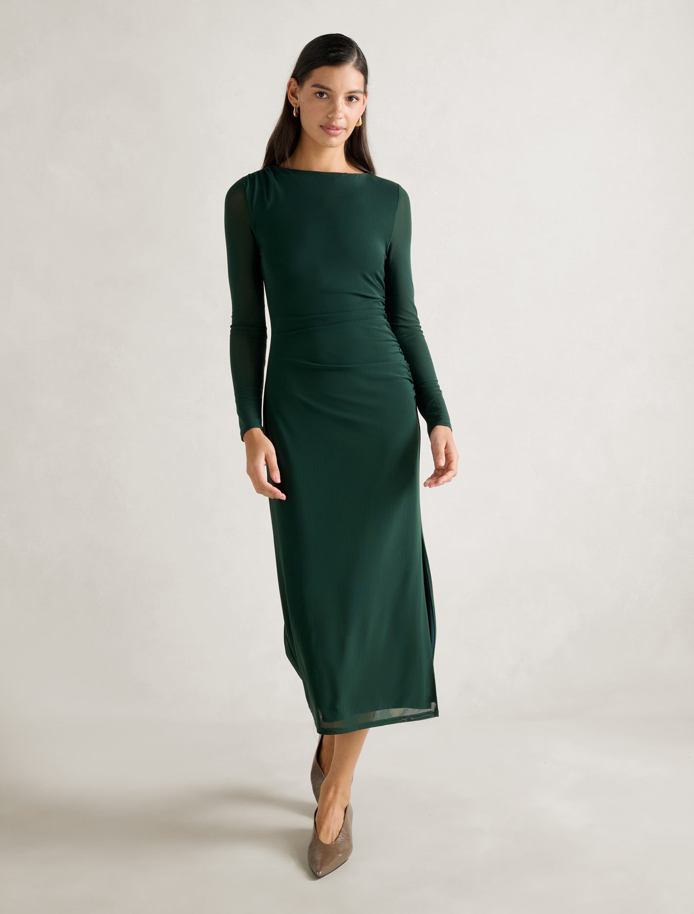 ally fashion check long sleeve dress