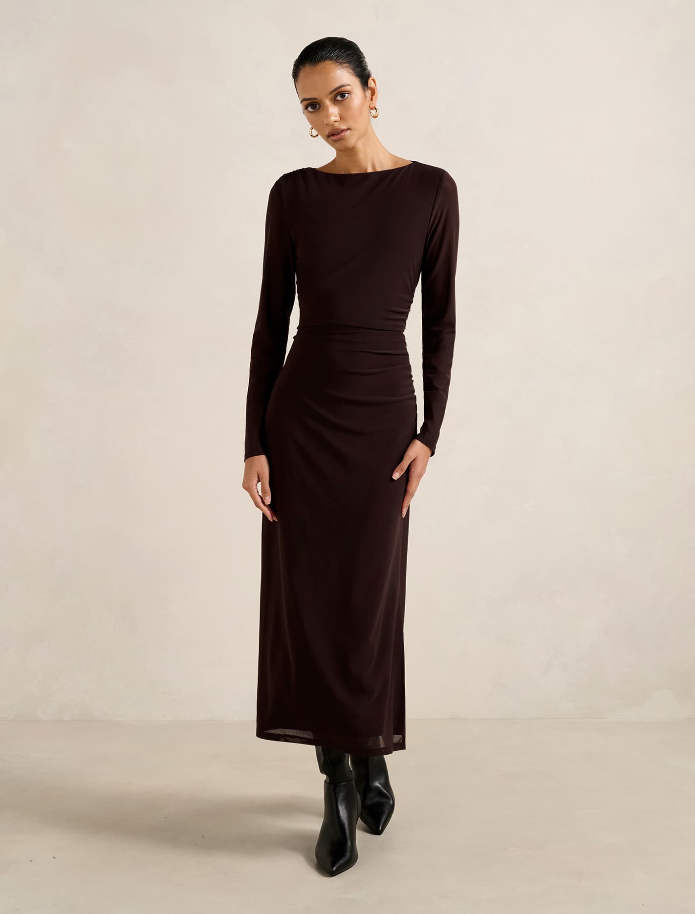 Ally Petite Long Sleeve Midi Dress