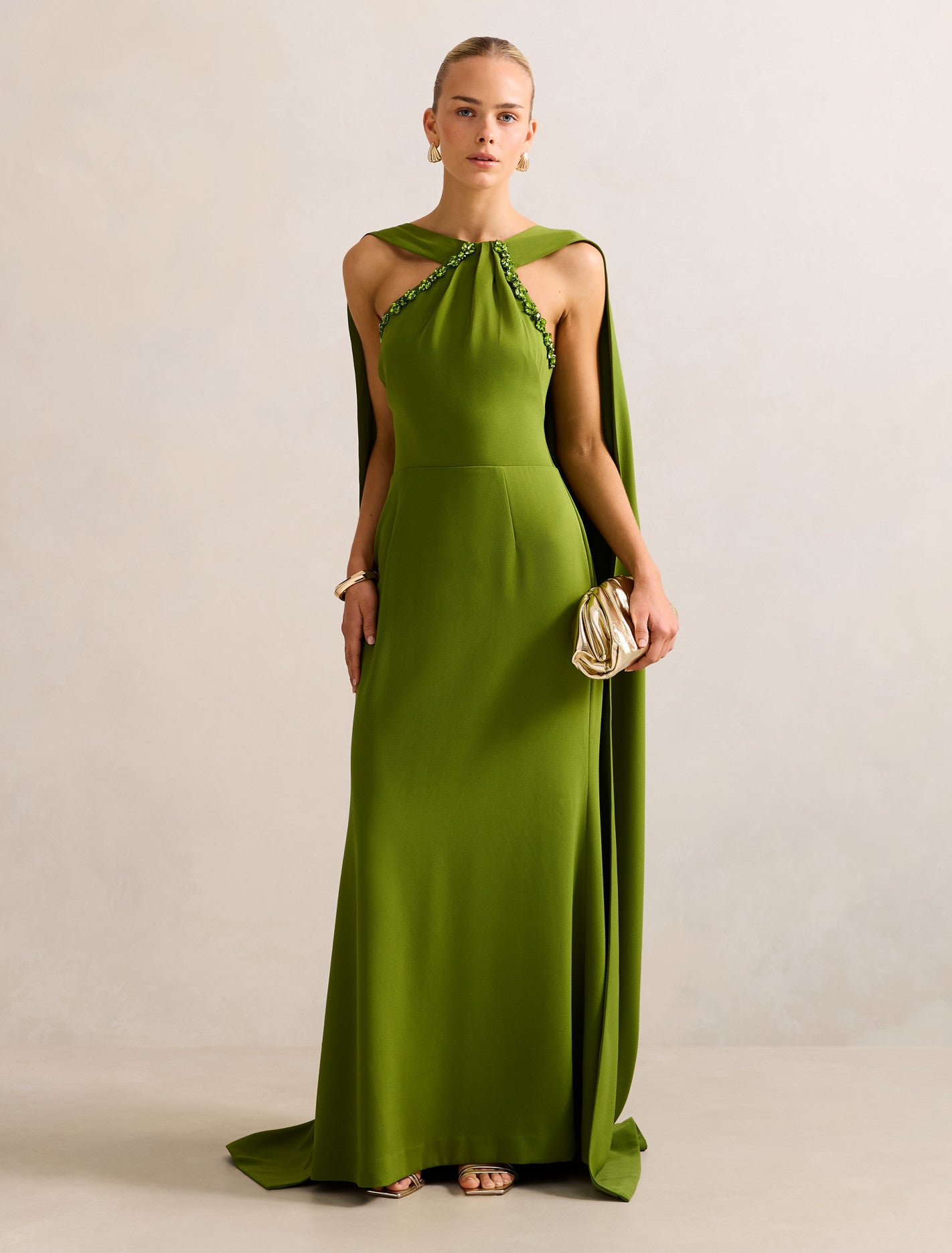 Abigail Embellished Cape Dress Apple Green Forever New