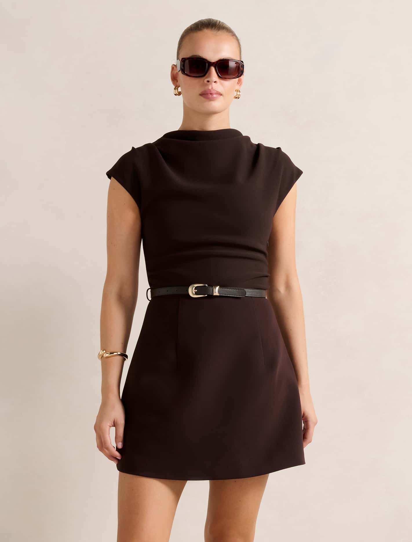 Natalie 2-In-1 Mini Dress Chocolate Forever New