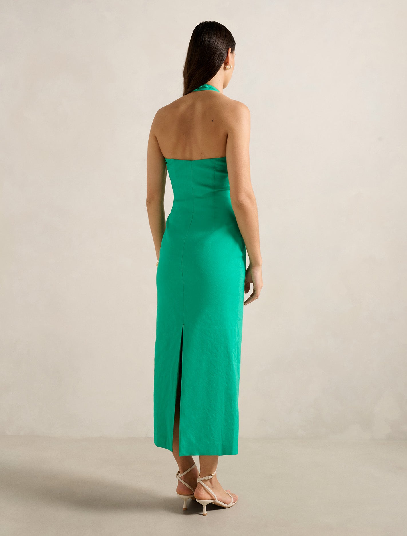 Esmee U-Neck Stretch Linen Midi Dress Forever New