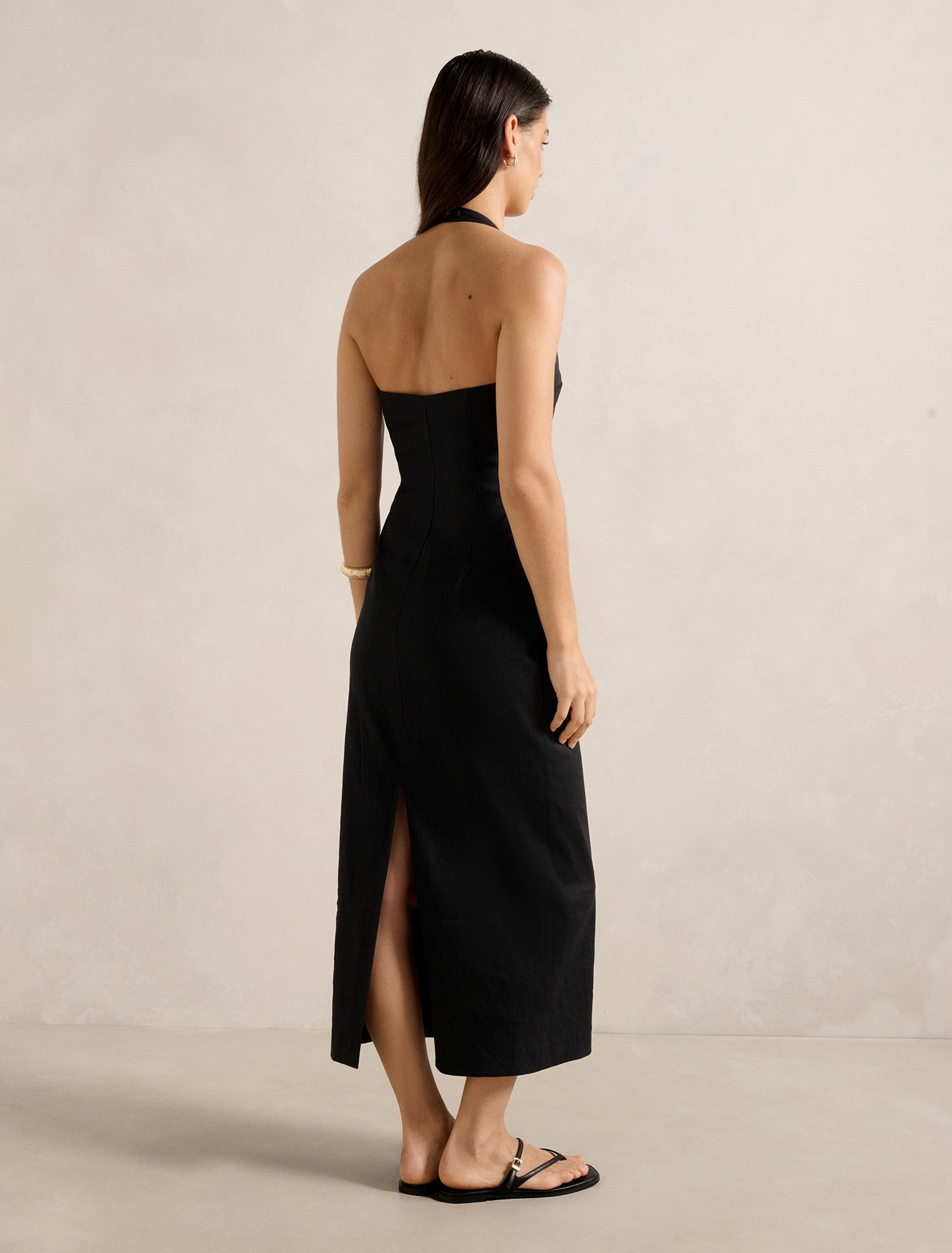 Esmee U-Neck Stretch Linen Midi Dress Forever New