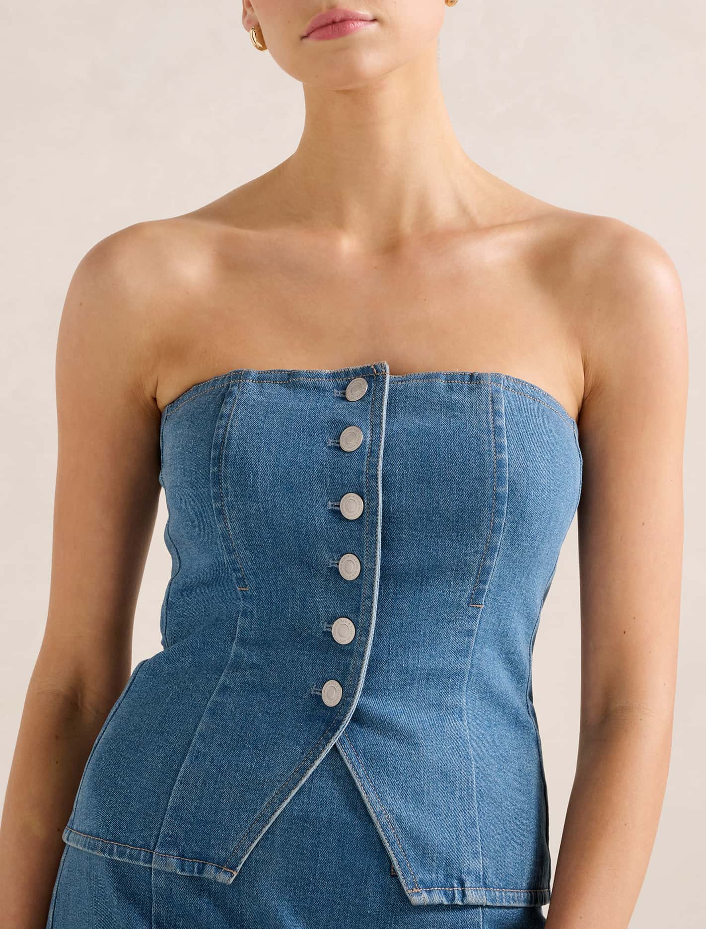 Clarissa Denim Bandeau Top Forever New