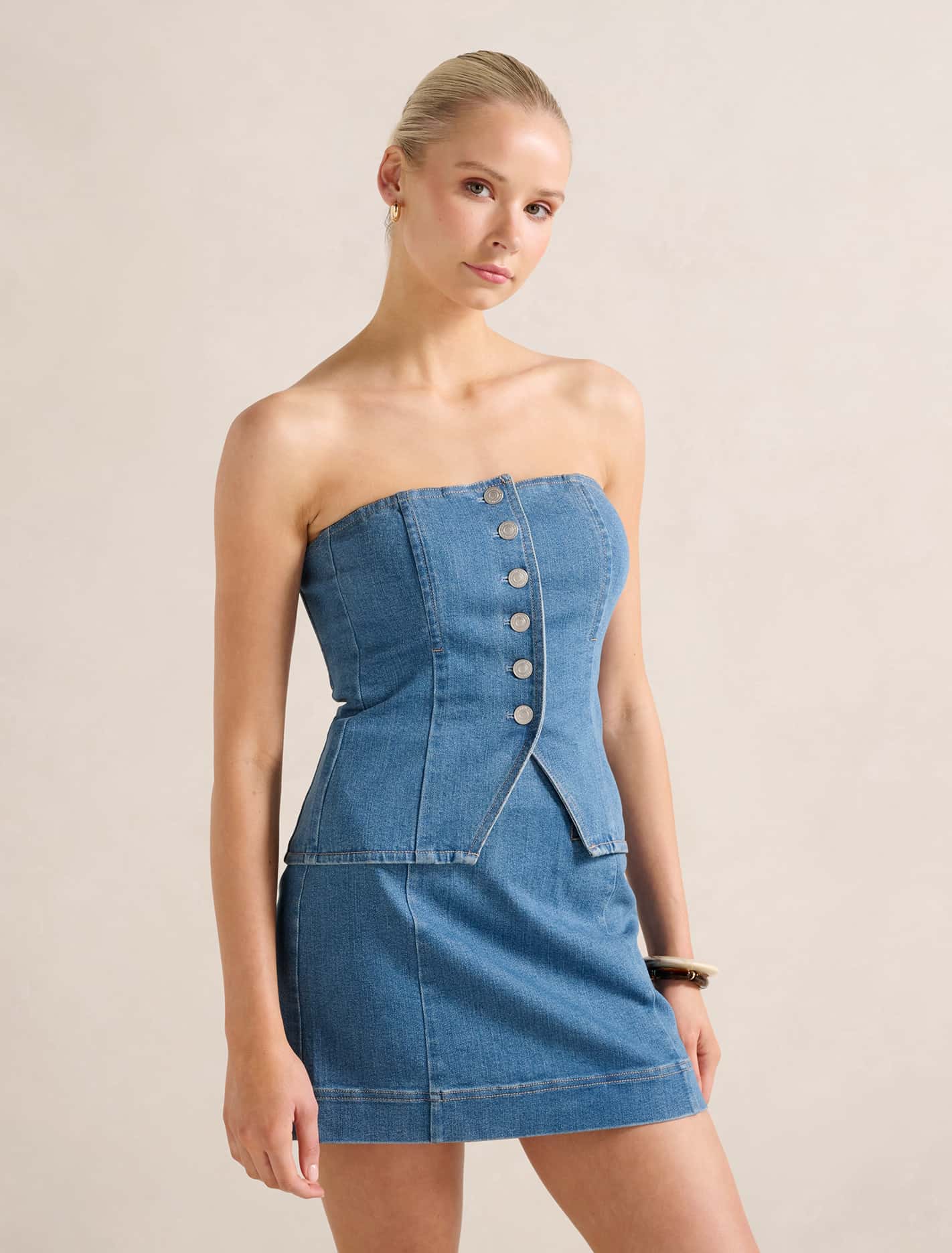 Clarissa Denim Bandeau Top Forever New