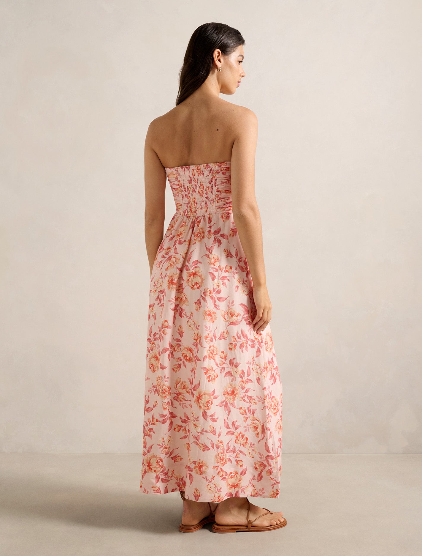 Matisse Ruched Strapless Linen Midi Dress Forever New