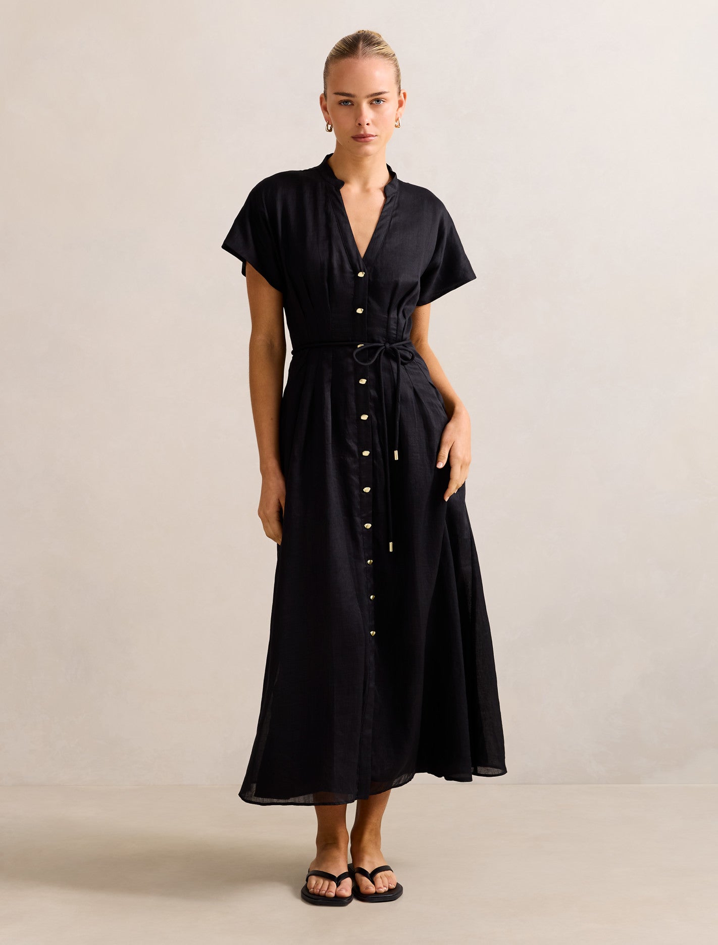 Jemma Shirt Midi Dress Black Forever New - Main Image
