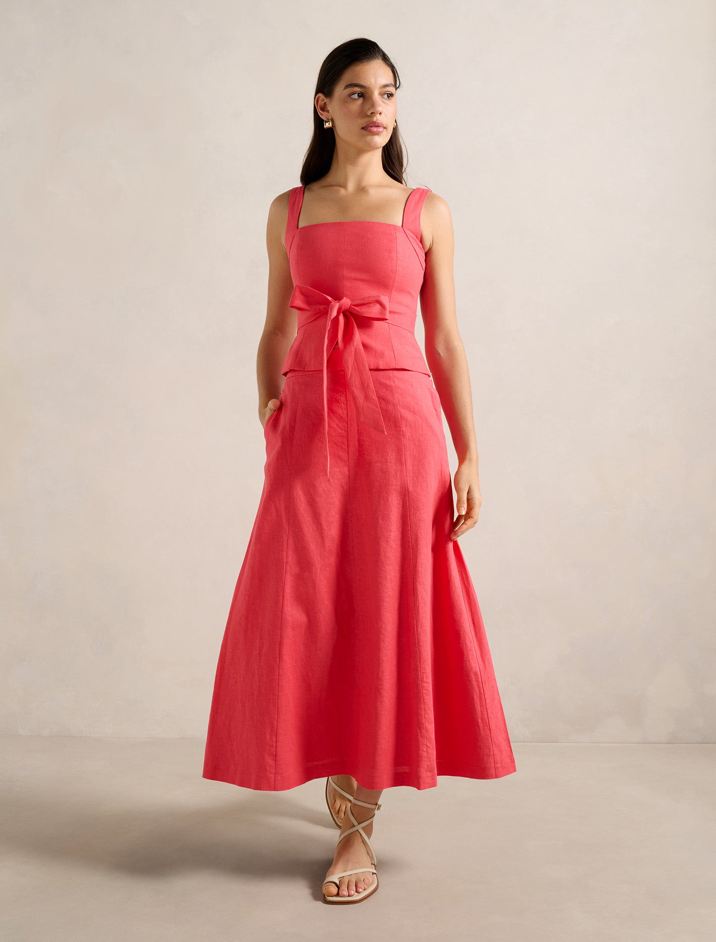 Darcy Printed Seamed Midi Skirt Forever New
