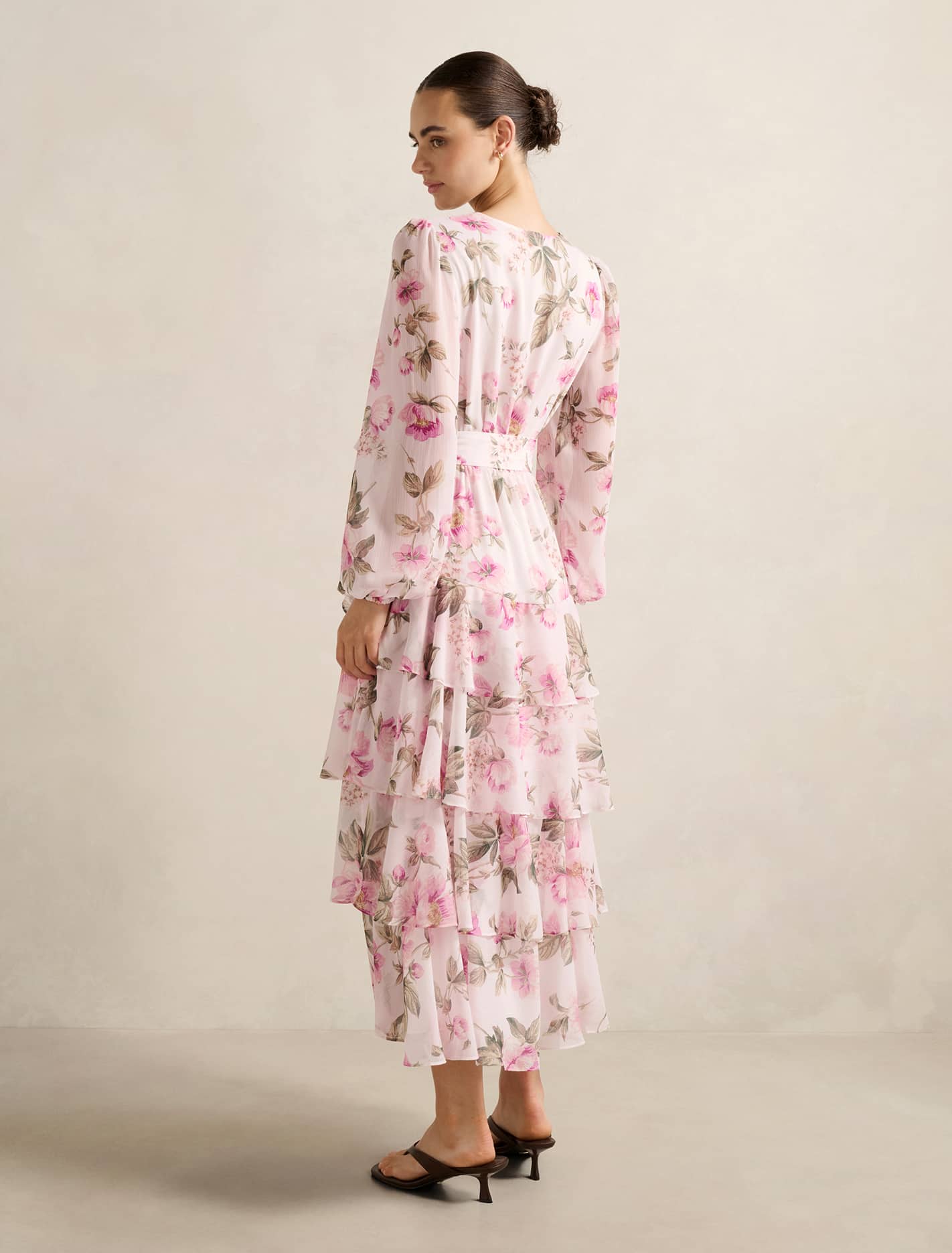 Nicky Long Sleeve Tiered Midi Dress Forever New