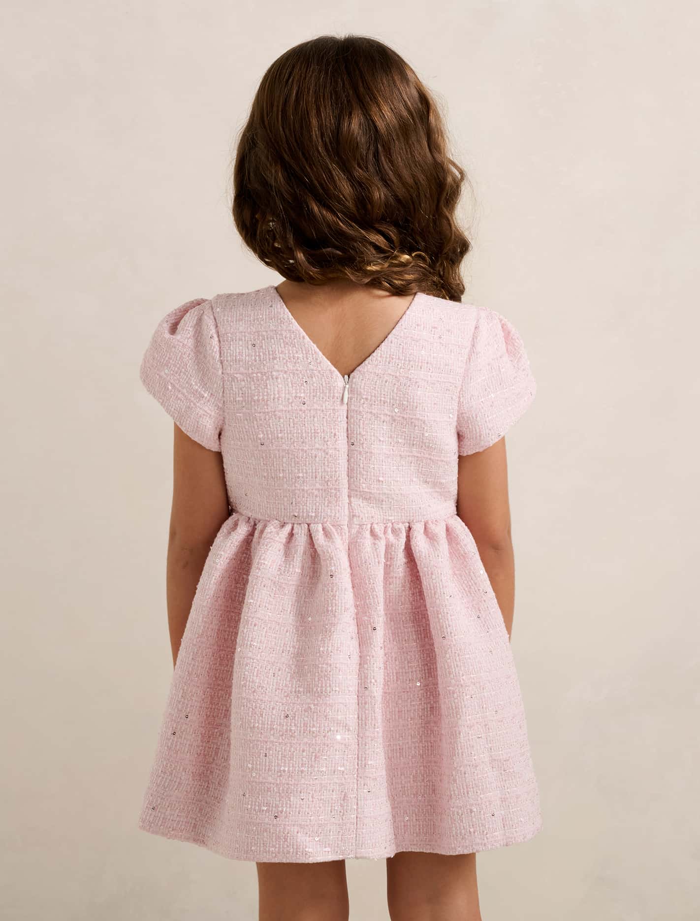 Lowri Girls Tulip Sleeve Tweed Dress Forever New