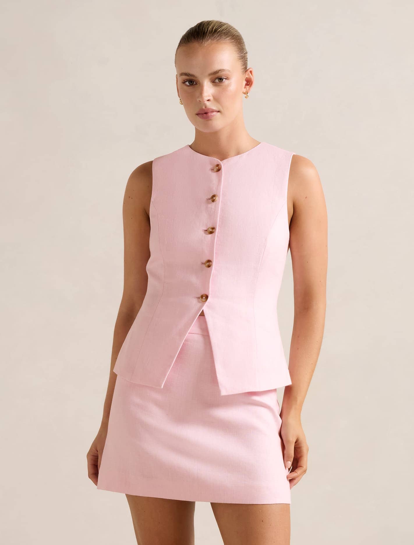 Saylor Linen Waistcoat Candy Hearts Set Forever New