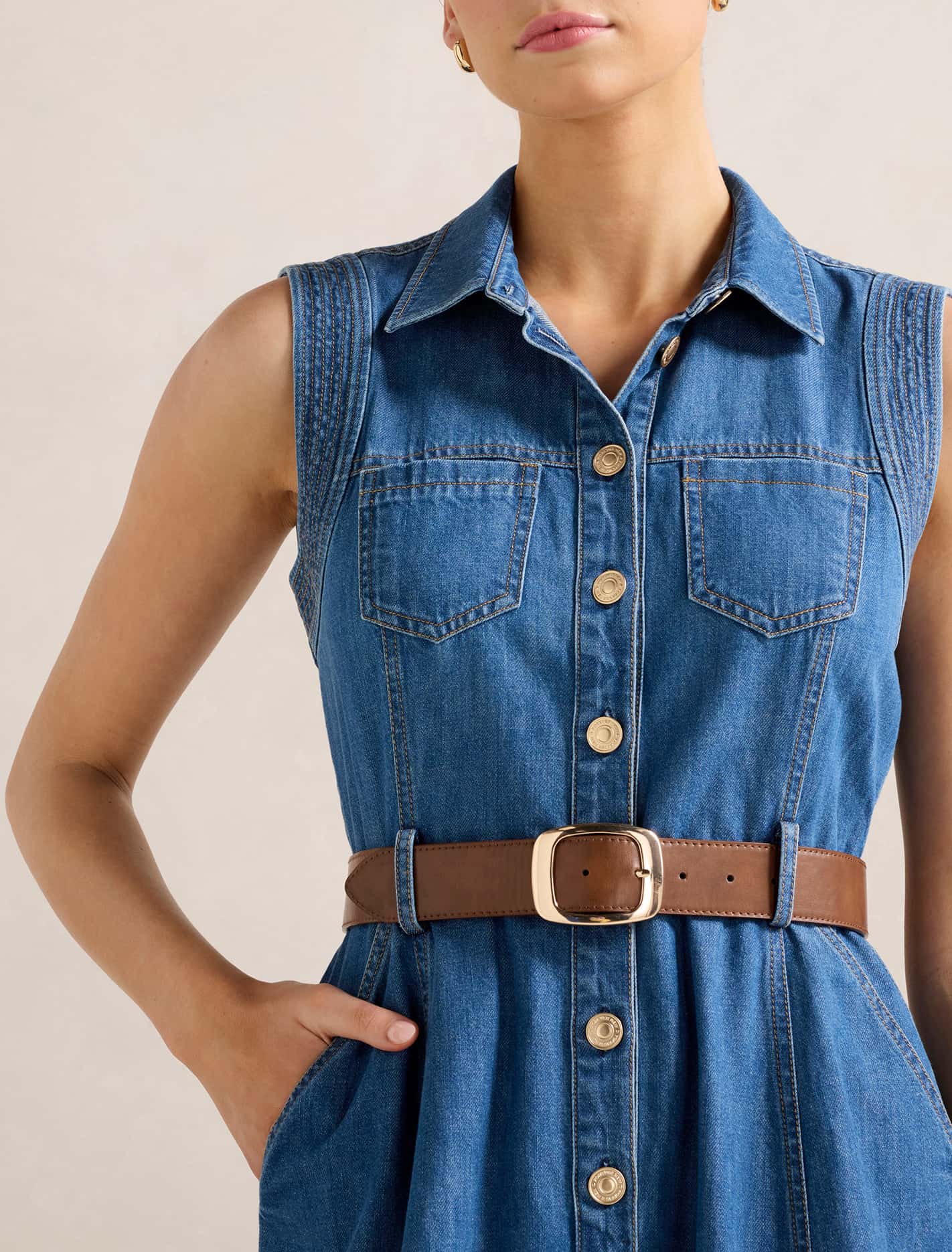 Annalee Sleeveless Shirt Dress Forever New