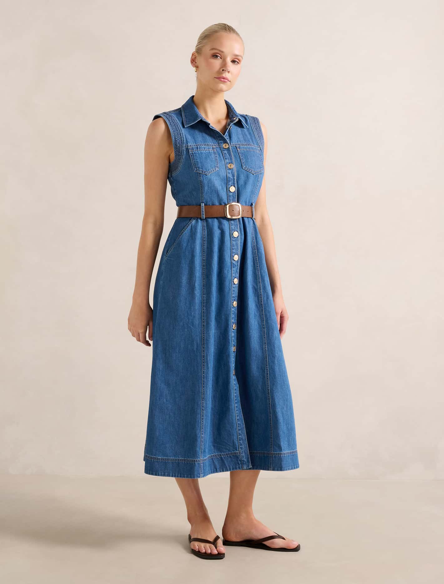 Annalee Sleeveless Shirt Dress Forever New