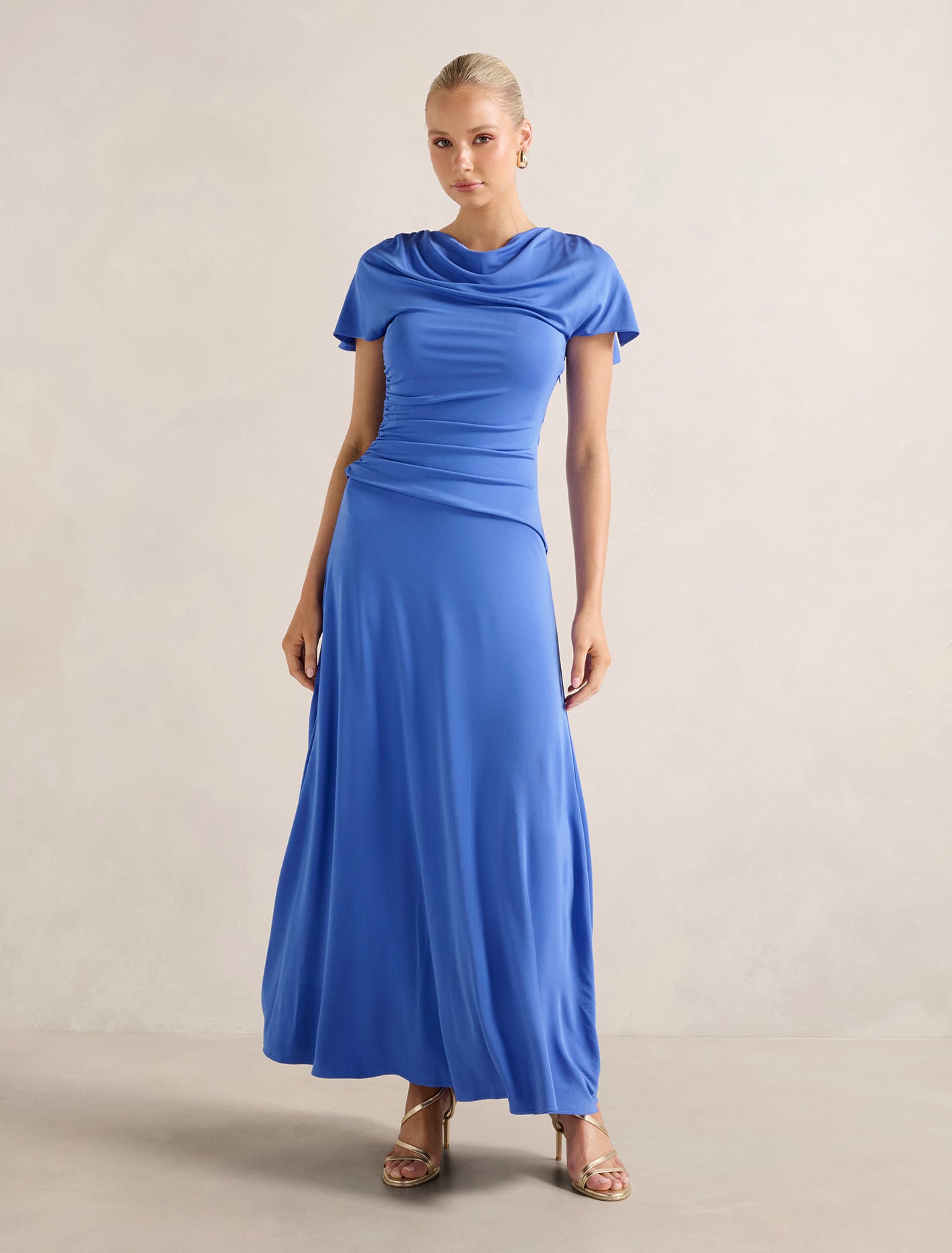 Gemini High Neck Jersey Maxi Dress Cornflower Breeze Forever New