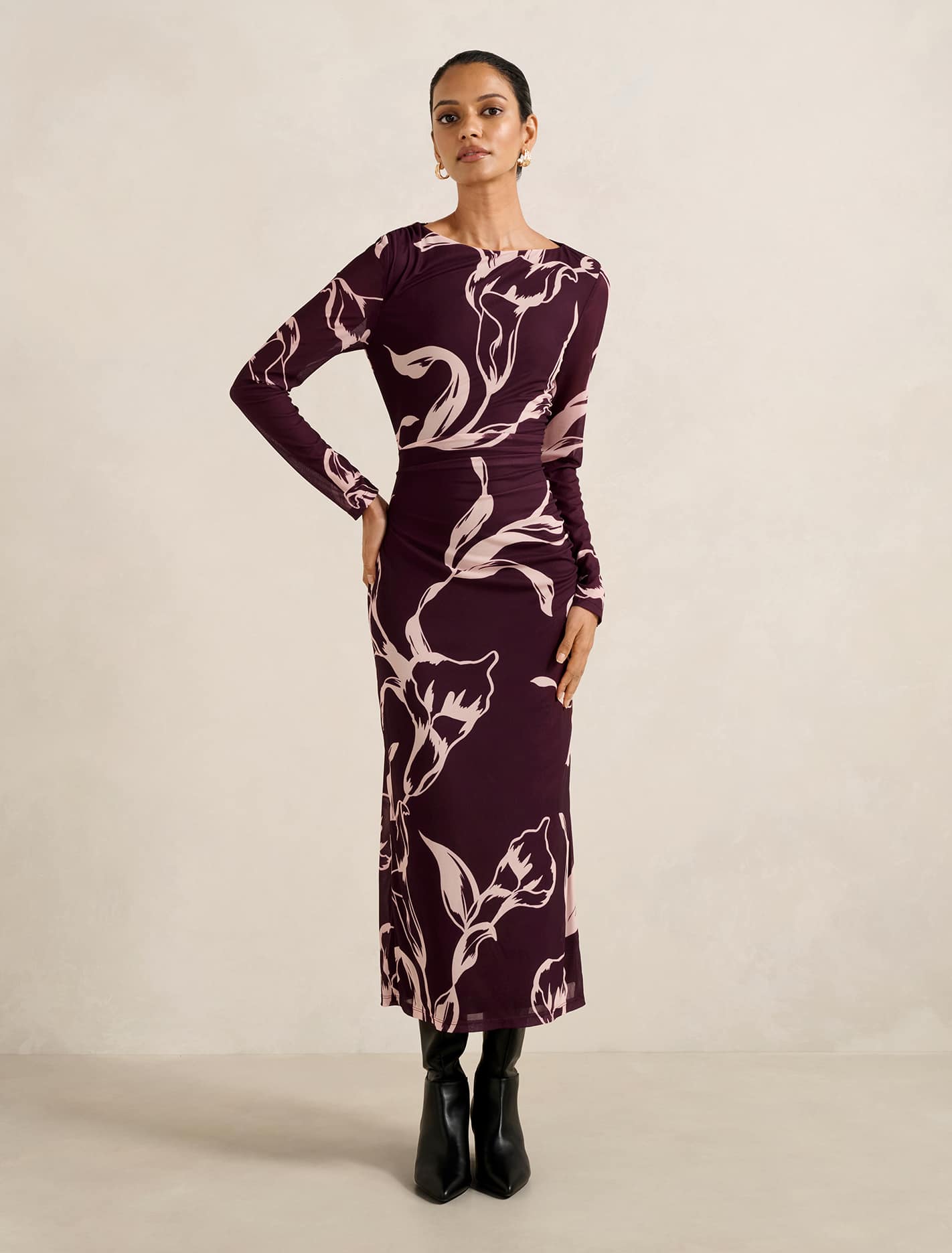 Ally Petite Long Sleeve Midi Dress Moselle Floral Forever New