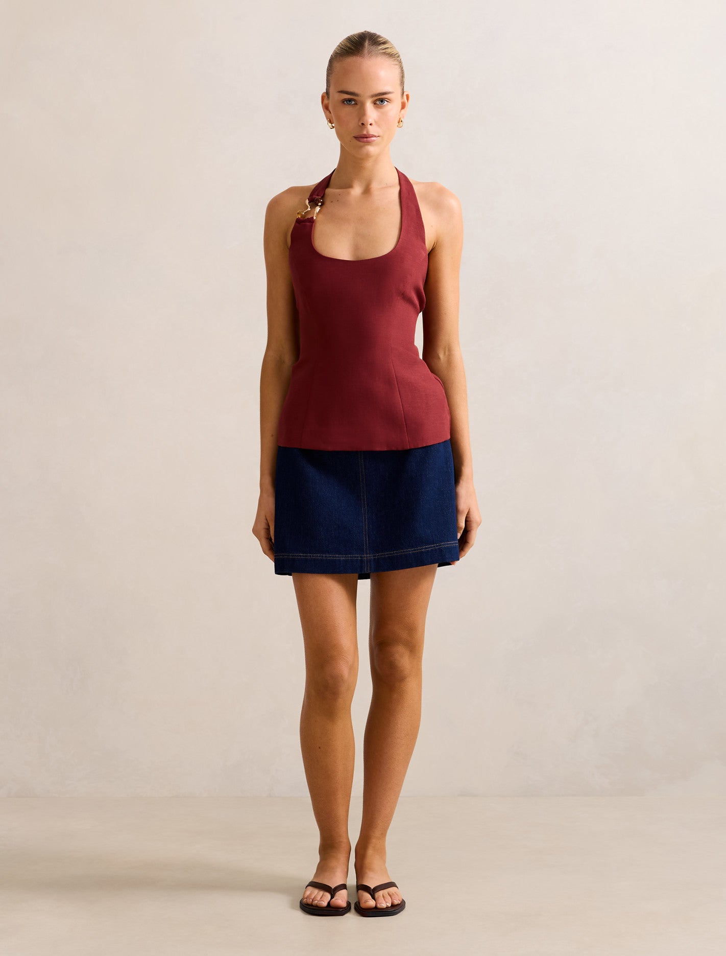 Dina Hardware Linen Top Forever New