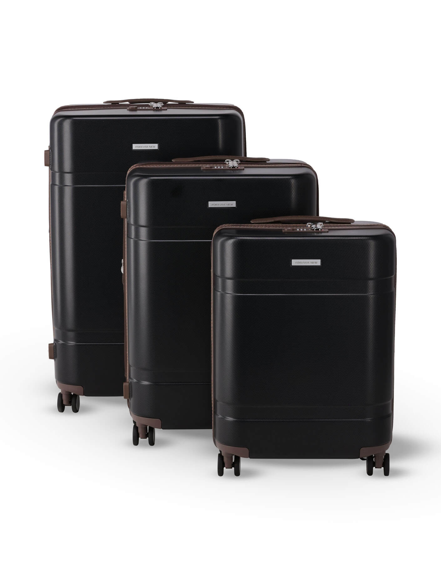 Amelia Hard Shell Luggage Set 3 Travel Cases in Black Size