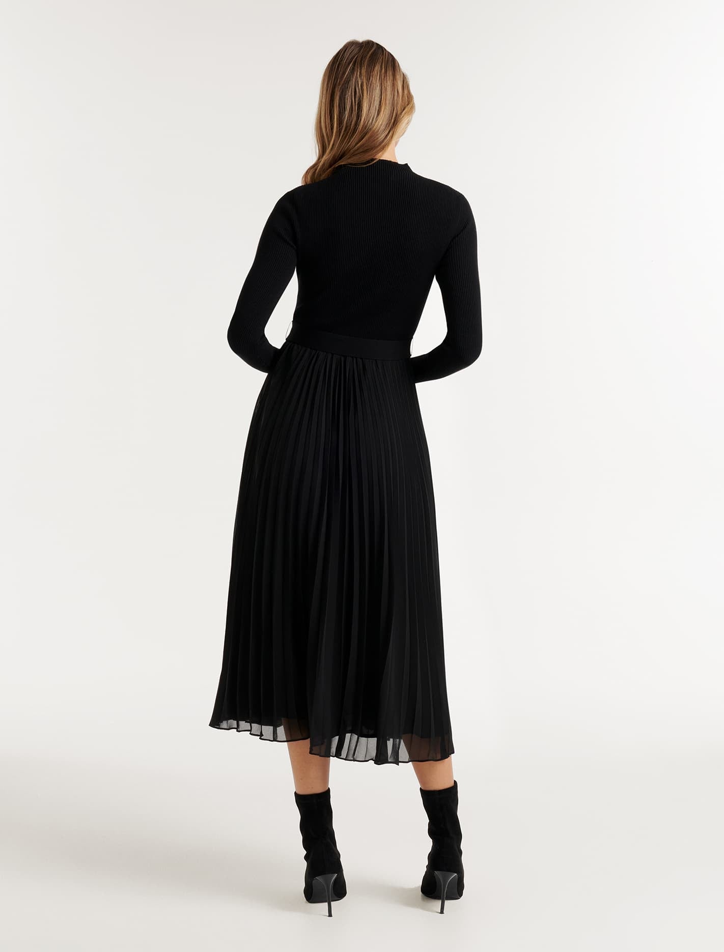 Penelope Woven Mix Knit Dress Forever New